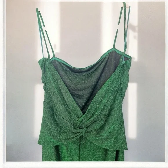 REFORMATION Breslin Midi Slip Dress Phthalo Green Minimalist Open Back Size XL - Picture 5 of 5